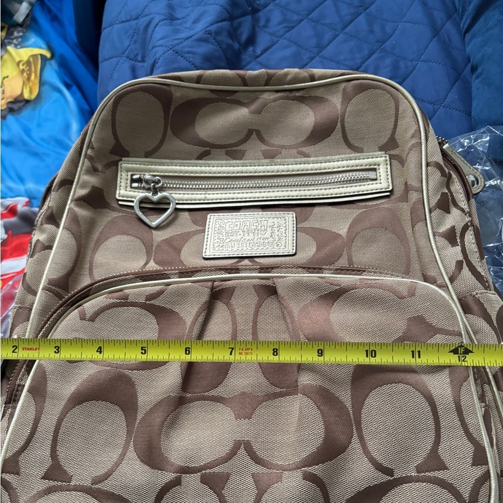 Coach Signature Canvas Backpack in Brown/Tan Excellent Condition 12” x 14”